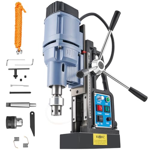ZELCAN Magnetbohrmaschine 1550W Standbohrmaschine 13900N Tischbohrmaschine 650 RPM mit Variabler Geschwindigkeit 50mm Max. Bohrdurchmesser für Heimwerk Industrie Eisenbahn Schiffsbau Höhenverstellbar