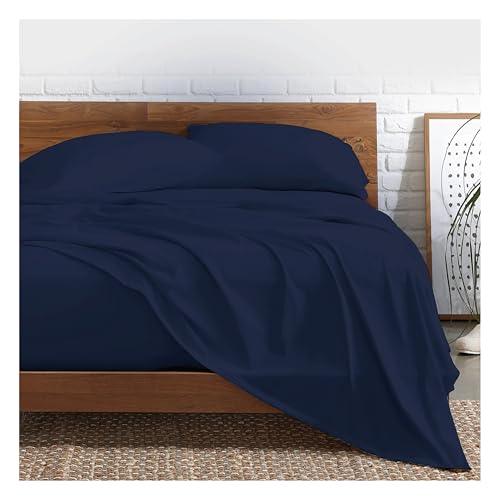 Funky Gadgets Flat Sheet Super King Size, Navy - 100% Egyptian Cotton Bed Sheets, 300 Thread Count Luxury Hotel Quality Cotton Bedding, Plain Dyed Breathable Bedsheets Flat sheets Only (275x 310cm)