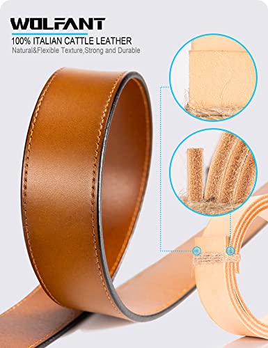 Image of WOLFANT Full Grain Leather Belt for Men,1.5 inch Italian Real Solid Leather | All-Day Comfy Durable Leather Belt for Casual, Work and Daily Wear