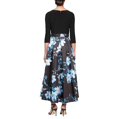 S.L. Fashions Women's Floral High-Low Gown with Pockets and Stretch Bodice, Wedding Guest Dress (Petite and Regular Sizes)2