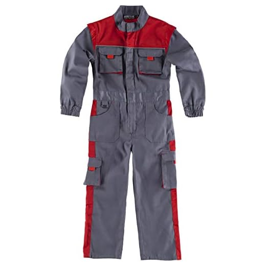 Teamwork Workteam Mono de Trabajo Infantil, Buzo de niños. Infantil Gris+Rojo 8