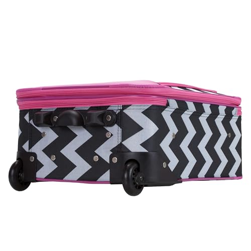 Image of Rockland Fashion Softside 2 Piece Luggage Set, Expandable, (14 inch Tote /19 inch Upright), Pink Chevron
