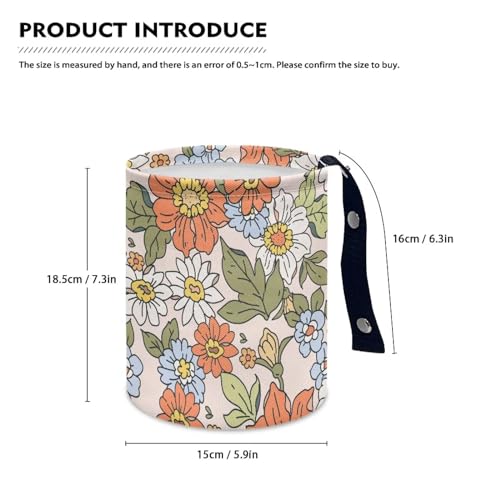 Image of Collapsible Portable Green Car Trash Can With Bags - Flowers & Leaves - Interior Universal