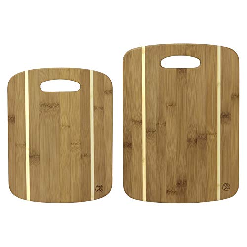 Totally Bamboo Two-Piece Striped Bamboo Cutting Board Set, 13" X 9-1/2" And 11" X 8-1/2" #TOP2