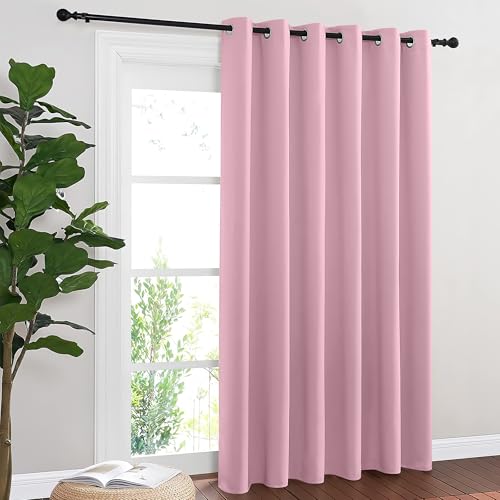NICETOWN Blackout Sliding Door Curtains 84 Inch Length, Extra Wide Room Divider Grommet Energy Saving Thermal Insulated Curtain for Patio Door Window(W80 x L84, 1 Panel, Rouge Pink)
