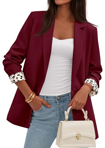 PRETTYGARDEN Blazers for Women 2025 Fall Work Office Suit Jackets Dressy Open Front Leopard Blazer Business Casual Outfits3