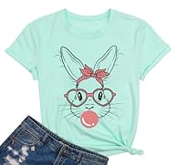 ❤SOFT MATERIAL: This cute easter bunny shirt is made of Cotton Blend; Breathable, Skin-friendly, Super Soft and Comfortable to wear. Support hand wash and machine wash. Please wash with cold water, do not dry clean or bleach, not dry flat. ❤MAIN FEAT...