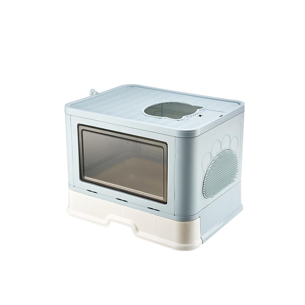 Large Cat Litter Box Covered with Scoop, Enclosed Foldable Cat Litter Tray, Top Exit Front Entry Box with Lid & Non-Slip Stickers, Slide-Out Tray,48.5 * 38 * 36.5cm