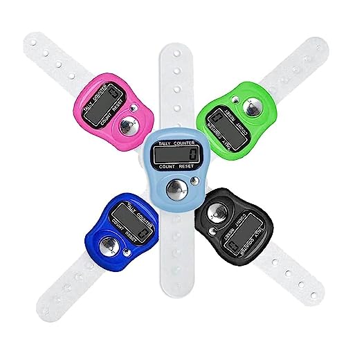 PHONEX Tally Counter Clicker: Digital Finger Counter Clicker Handheld, Pitch Counters for Accurate Tracking in Coaching, Knitting, People Counting, Lap Timing, Fishing, Golf, and Rowing. (Set of 5)