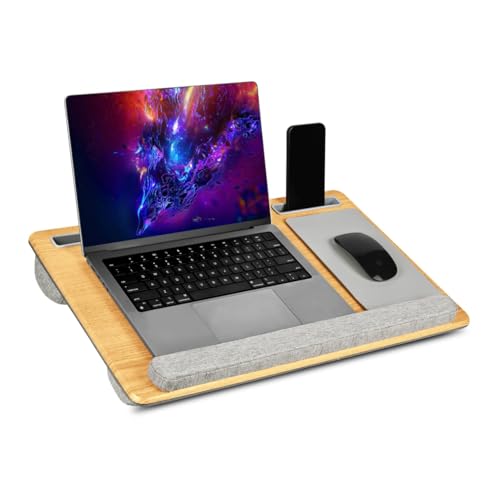 Image of Big Lap Desk Pillow | Wooden Laptop Stand | Portable Lap Desk for Home, Office, and Travel Comfortable workspace for Maximum Productivity (Big)