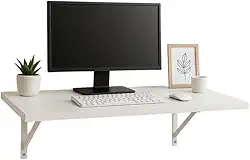 Mesa Suspensa em MDF Branco para Estudos e Home Office – resistente e fixa (115 cm)