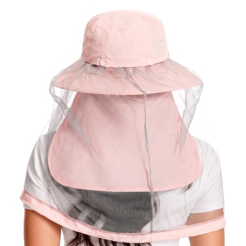 Image of BASSDASH UPF 50+ Mosquito Sun Hat with Hidden Head Net and Neck Flap for Men Women Outdoor Fishing Hiking Camping
