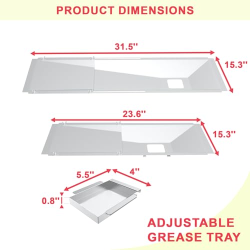 Universal Adjustable Grease Tray with Catch Pan for Nexgrill 720-0830H/720-0888S Parts, Drip Tray for Charbroil, Dyna Glo, for Kenmore, Expert Grill & More, Drip Pan Fits 3/4/5/6 Burner Gas Grills