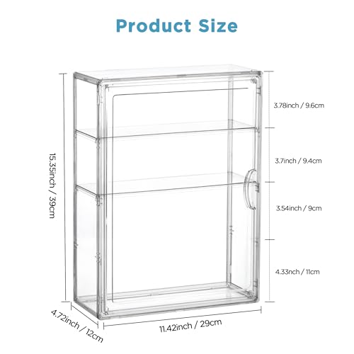 Image of HBlife Baby Bottle Storage Organizer Wall Mount, 3 Tiers Adjustable Clear Acrylic Bottles Storage Station Case Box Container with 2 Removable Dividers and Magnetic Door for Countertop Cabinet, Medium