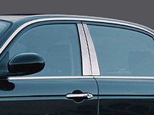 Stainless Polished Chrome Pillar Post Trim 4PC, Compatible with Jaguar XJ 2004-2009 (4-Door, Sedan, XJ8, X350)