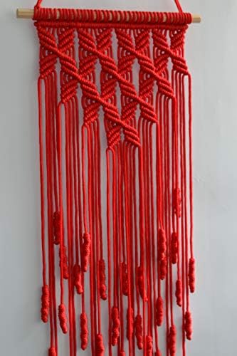 Macrame Wall Hanging. (Red) 32.3 inches / 9.8 inches