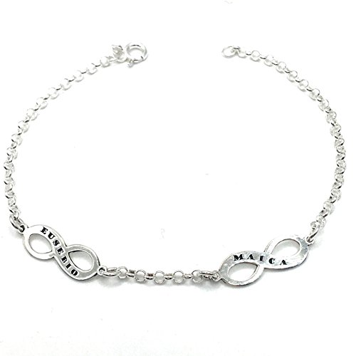 PULSERA DOS INFINITOS PERSONALIZABLE DE PLATA DE LEY 925/1000 - MASBARATA.ES