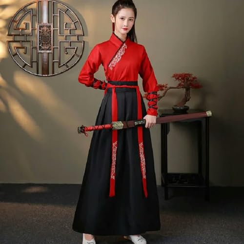 AJOHBM Hanfu - Traje chino tradicional para mujer, cuello cruzado, disfraz de pareja para cosplay