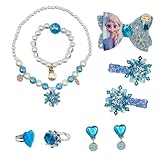 【Leicht zu tragen】Elsa schmuck ist leicht zu tragen und lässt sich leicht an- und ausziehen. Die Ringgröße wird häufig von Kindern verwendet. Die Schnüre von Halsketten und Armbändern sind elastisch. Es ist dehnbar und passt auf die meisten Größen.