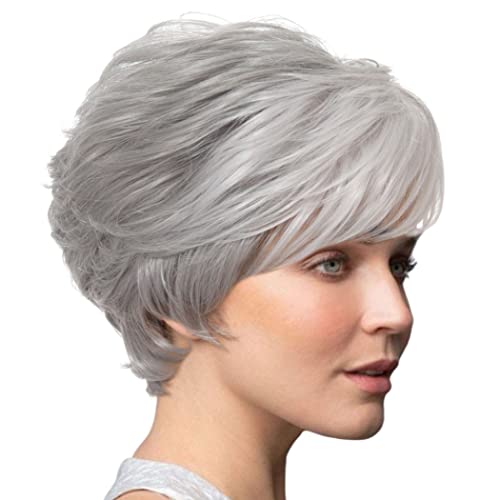 Perruque ondulée courte grise naturelle pour changer de style sans effort