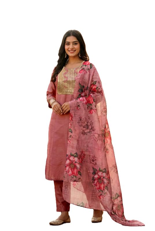 Elegant Kurta Set with Dupatta for Women Ethnic Printed Tunic with Coordinated Bottom Outfit-picture-53