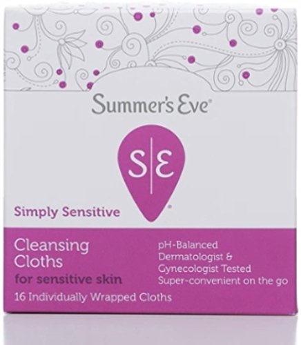 Summer’s Eve Feminine Cleansing Cloths | Sensitive Skin | 16 Each | Pack of 2