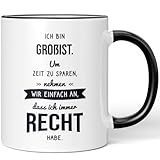 JUNIWORDS Tasse, Ich bin Großist. Um Zeit zu sparen, nehmen wir einfach an, dass ich immer recht habe, Schwarz (6313617)