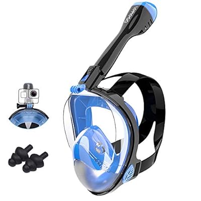 Schnorchelmasken 4159K5jShWL. SS400 Neueste Atemsystems Design: Im Vergleich zu anderen Tauchmaske, Unsere Tauchmaske verbessert die Struktur des Atemsystems. Ändern Sie die Ausatemungseinstellung von der Oberseite des ursprünglichen Schnorchel bis zu den Seiten des Kinns. Der Auspuffanschluss ist von der Aufnahme getrennt, der Schnorchel benutzt nur einatemung, es kann ein wiederholtes Einatmen von Kohlendioxid vermieden, um eine leichtere Atmung zu bekommen und Schnorcheln sicherer zu sein.
Tauchmaske mit 180°Sichtfeld: Die Tauchermaske deckt das ganze Gesicht ab, es ermöglicht eine angenehme Atmung durch Mund und Nase wie an Land und hält dabei das ganze Gesicht trocken. Hochwertige 180° Panoramatauchmaske, kristallklare Weitsicht für unvergessliche Unterwasserabenteuer. Unsere Tauchmaske auch mit Kamerahalterung. Sie können Ihre Sportkamera hinzufügen, um Ihre wunderbare Reise unter Wasser festzuhalten und Ihr Taucherlebnis zu verbessern.
Anti-Fog Design : Wir versprechen davon, dass sich die Schnorchelmaske Vollmaske nicht beschlägt und kein Eindringen vom Wasser! Wiel Ein- und Ausatemkanäle getrennte ist, Die wärme Lufte aus der Ausatmung wird direkt von beiden Seiten des Kinns abgelassen und kommt nicht mit dem kalten Spiegel in Berührung, wodurch das Beschlagen effektiv verhindern.