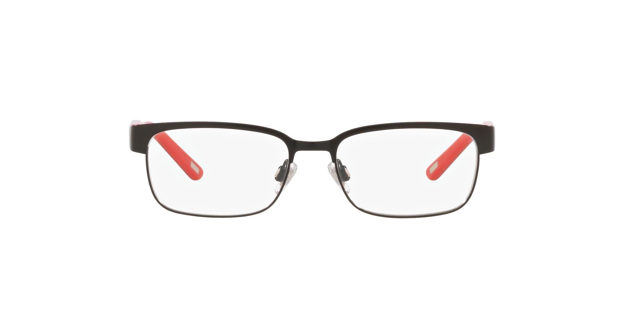 Polo Ralph Lauren Kids' PP8036 Rectangular Prescription Eyewear Frames, Matte Black with Shiny Black On Red/Demo Lens, 46 mm