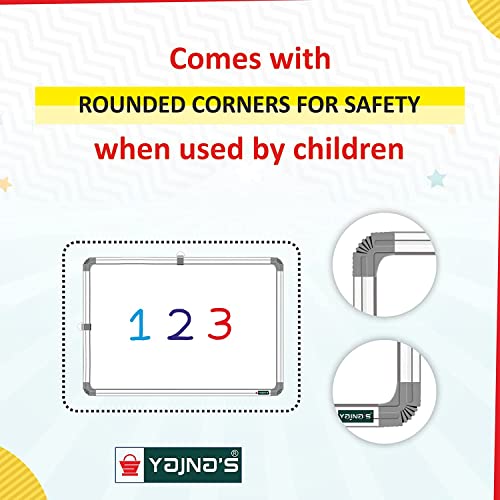 Image of YAJNAS 1x1.5 Feet Non-Magnetic Heavy-Duty Aluminum Frame White Board with Chalk Board Small Slate (Pack of 1)