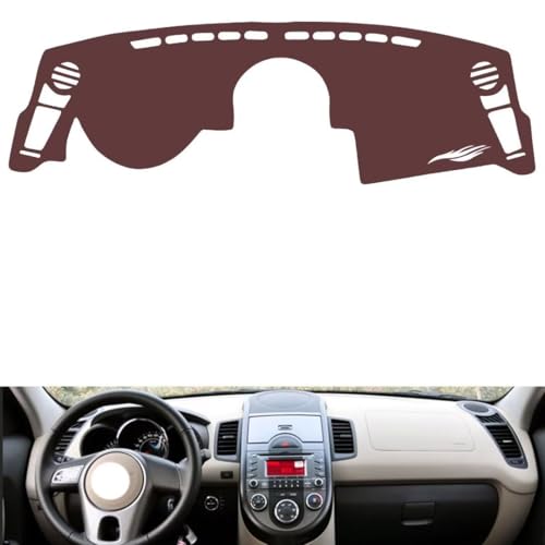 Anti-Slip Sun-Proof Dashboard Cover Compatible with KIA Soul 2010-2013, Premium Leather (Brown)