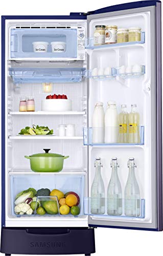 Image of Samsung 192 L 3 Star Direct-Cool Single Door Refrigerator Appliance (RR20T282YUT /NL, Pebble Blue, Base Stand with Drawer, 2022 Model)