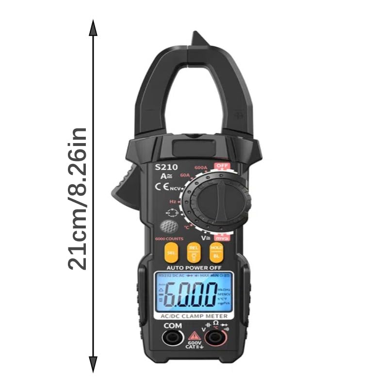 Multifunctional Clamp Meter 600A Current Voltages Resistance Capacitance Continuity Tester with NCV for Electricians Multimeter