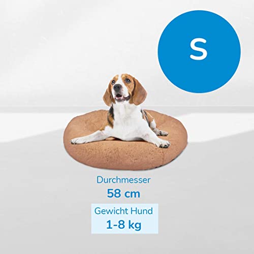 Mediashop Peaceful Pooch S - Flauschiges Hundebett & Katzenbett - gelenkschondendes Hundekissen - waschbarer Bezug - Hundekörbchen - Donut Kissen für Hunde & Katzen