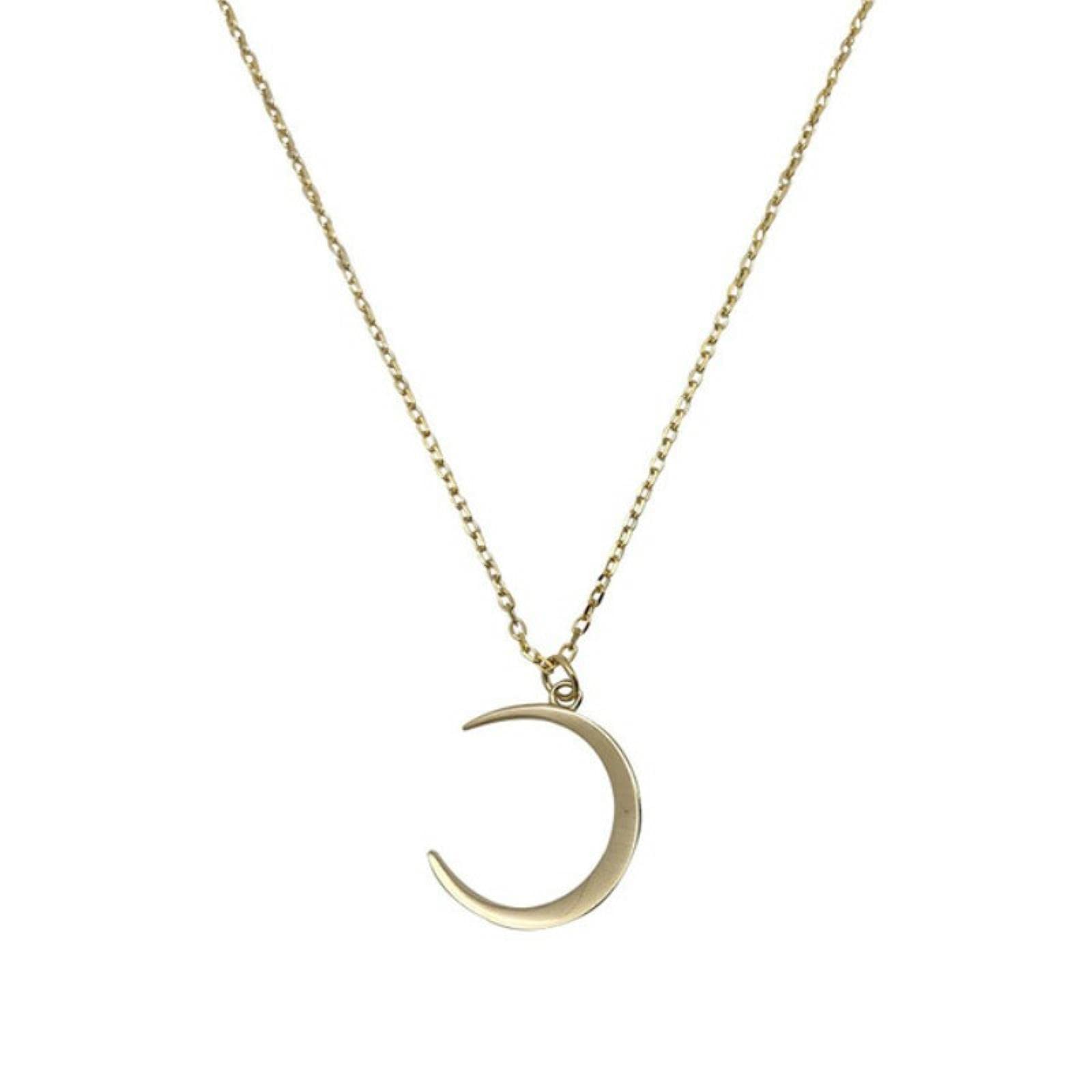 TOXI Sweet Moon 925 Silver Jewelry Simple Temperament Crescent Clavicle Chain Pendant Necklaces Girls Gift-Gold