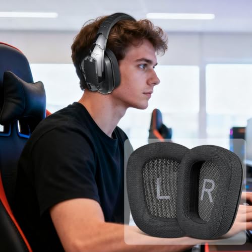 Image of SOULWIT Full Mesh Earpads for Logitech G935 /G933 /G930 /G432 /G35 - Black | for G35 /G930 /G933 /G935 /G633 /G635 /G533 /G430 /G431 /G432 /G433 /G332 /G230 /G231 /G233 Headphones