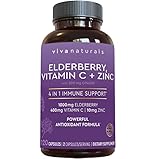 Elderberry, Vitamin C, Zinc, & Ginger Immune Support Supplement, 2 Month Supply (120 Capsules) - 4 in 1 Daily Immune Support for Adults