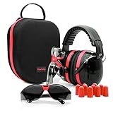 Gun Range Ear Protection Shooting Ear Protection Ear Muffs for Shooting Range Including High-Performance Earmuffs, Range Eye Protection-Gun Safety Glasses, Earplugs, Hard Storage Carrying Case-Red