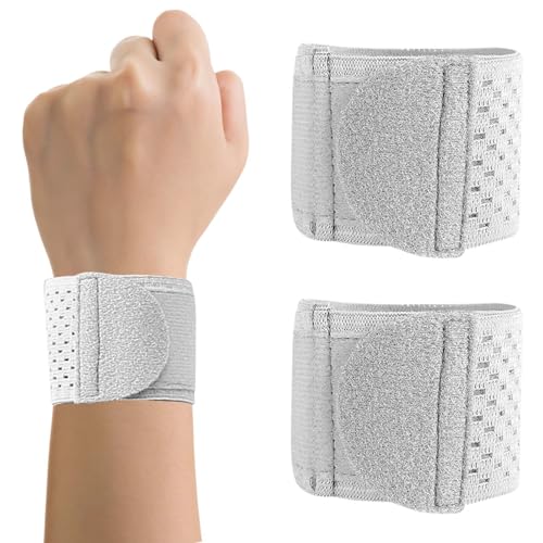 Eclove 2 Pcs Muñequeras Deportivas,Muñequera Transpirable Para Hombres y Mujeres,Funda Protectora Especial Para Tendones y Esguinces de Muñeca, Para Deportes y Fitness (Gris)