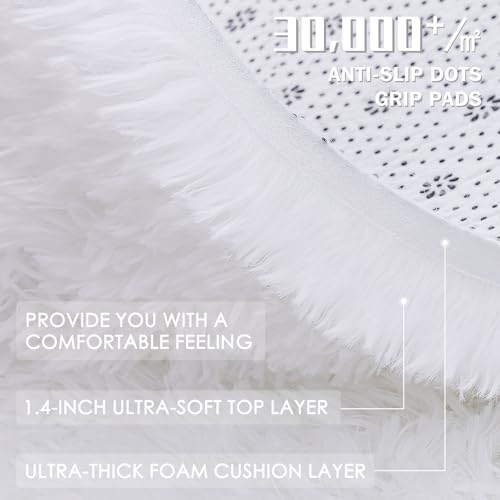 OLANLY 7x7 Fluffy Soft Round Rugs for Living Room White Washable Rug by OLANLY - Used condition - Image 2