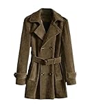 A Retro Corduroy Trench Coat For Men Mid-Length Keep Warm Double-Breasted Coat Chic Comfortable Men Apparel Camel L