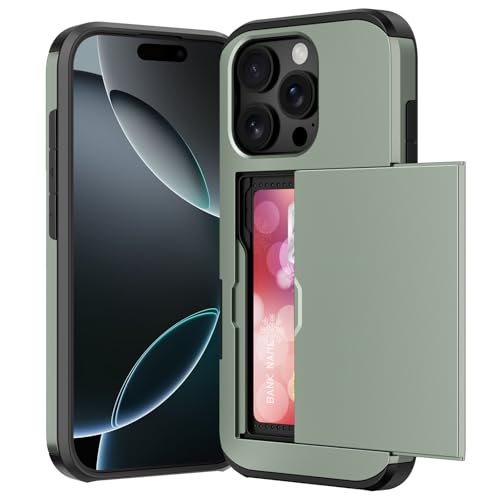 ACOCOBUY Sliding Case with Card Holder for iPhone 16 Pro Phone Cover 6.3
