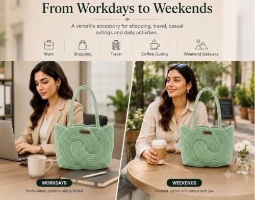 Image of Handbag for Women | Handmade Natural Cane & Dry Grass Tote Bag | Stylish Shoulder Bag for Women | Ladies Purse for Office, Travel & Daily Use | Gift for Women