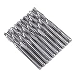 KUIDAMOS CNC-Fräser-Bits, Spiral-Upcut-Fräser-Werkzeug-Set für Holz, PVC, MDF, 10-teilig, 1/8-Zoll-Schaft, Flache Nase, Hartmetall-Schaftfräser, 2 Nuten für 3D-Gravur