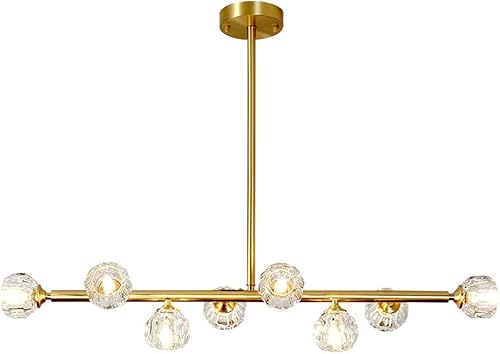 Crystal Sputnik Chandelier 8-Light Mid Century Modern Pendant Lights Gold Chandelier Light Fixture Con Pantalla De Globo De Cristal Latón
