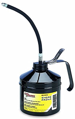Lumax LX-1510 Black 16 fl. oz./1 Pint (480 ml) Handled Oiler with Vertical Flex Spout. Heavy-Duty, Drawn Steel Bodies. Precision Double Ball Pump. High Output Pressure.