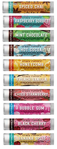 Crazy Rumors 'Flavourites Mix' - Confezione da 10 balsami per le labbra, vegani e 100% naturali