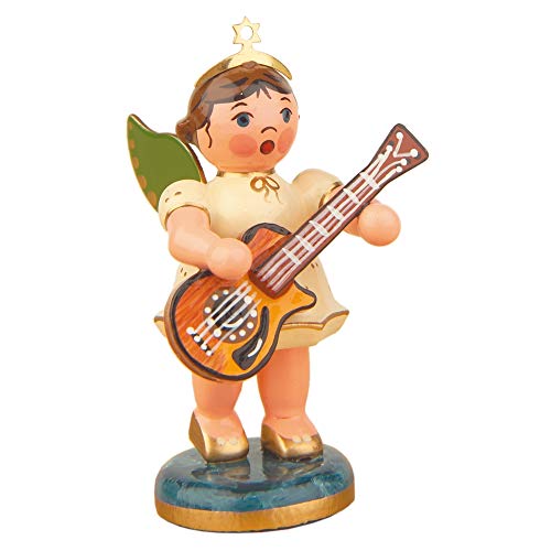 German Christmas Angel with Acoustic Guitar 6,5cm / 2,5inch - Hubrig Volkskunst