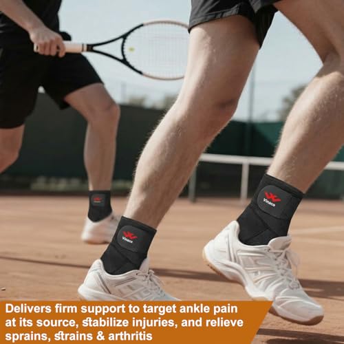 Image of Vinaco Ankle Brace, 2 Pack Ankle Support for Sprained Ankle, Men & Women | Breathable Neoprene, 360 Compression Ankle Support with Adjustable Wrap, Strong Stabilize Ligaments For Sports & Recovery