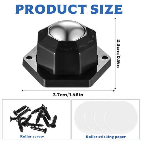 4 Pcs Ruedas para Muebles Pesados Pequeñas, Ruedas Giratorias Pequeñas, Mini Ruedas Adhesivas 360° Rueda de Bola, Ruedas Electrodomésticos para Mesas Sillas Muebles - imagen 2